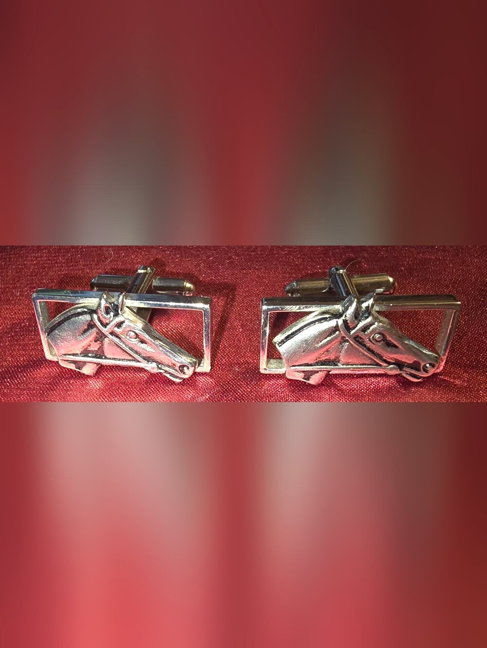 SWANK Silver Horse Head Cuff Links